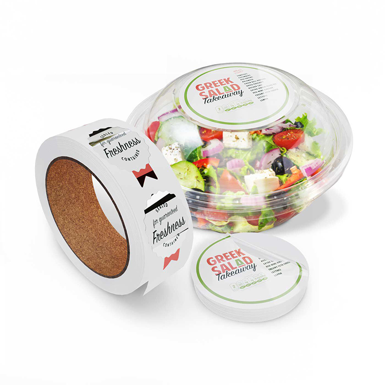 Adhesive food label in roll