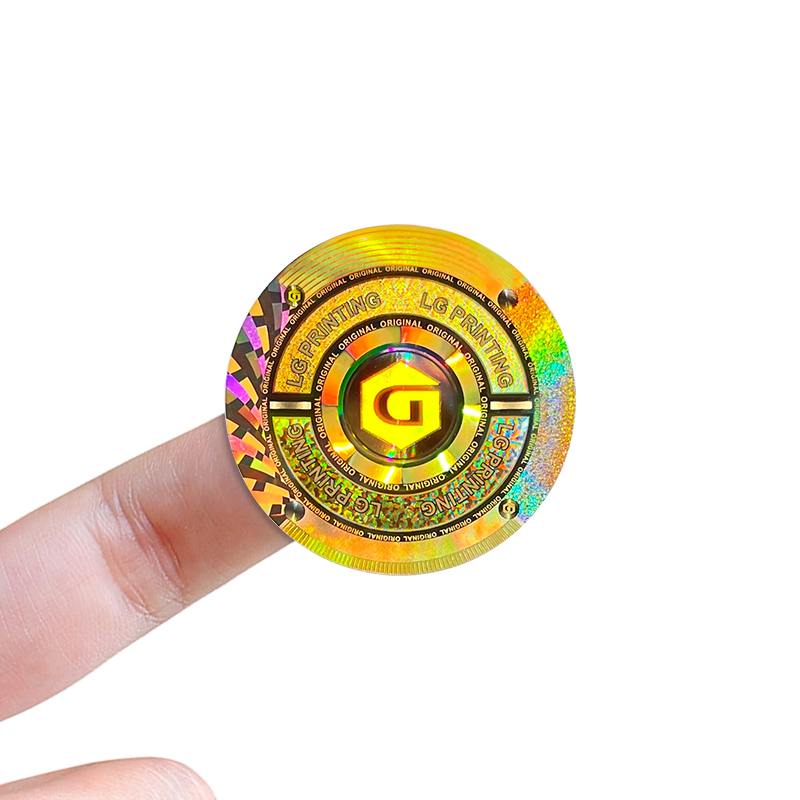 Golden colour 3D dot matrix hologram sticker